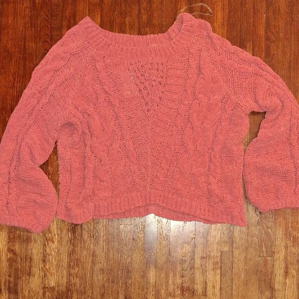 NWT Charlotte Russe Pink Cable Knit  Sweater